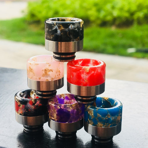 510 Resin Drip Tip wide bore mouthpieces luxurious Gold flake Design by CVSvape